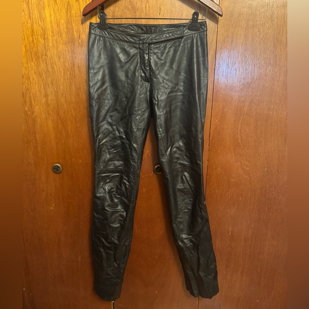 Laundry By Shelli Segal Black Genuine 100% Leather Pants size 4
